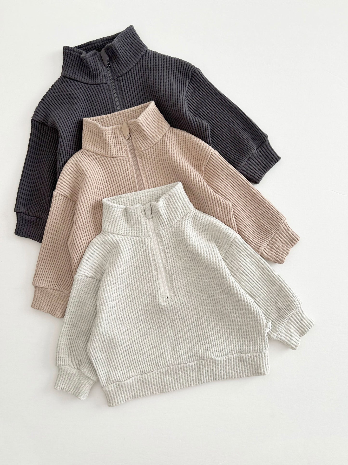 Kids Half-Zip Waffle Top and Jogger Pants Set