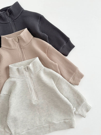 Kids Half-Zip Waffle Top and Jogger Pants Set