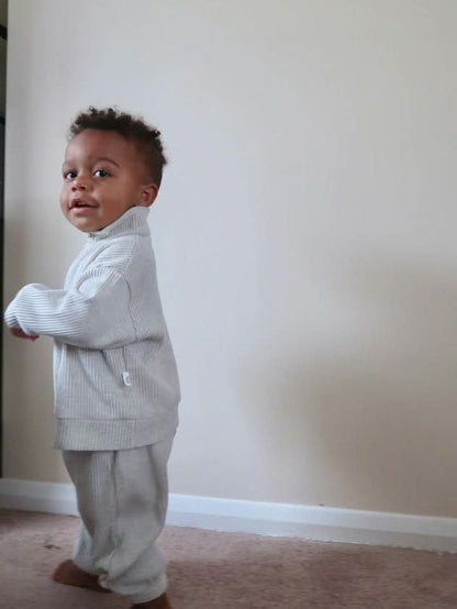 Kids Half-Zip Waffle Top and Jogger Pants Set