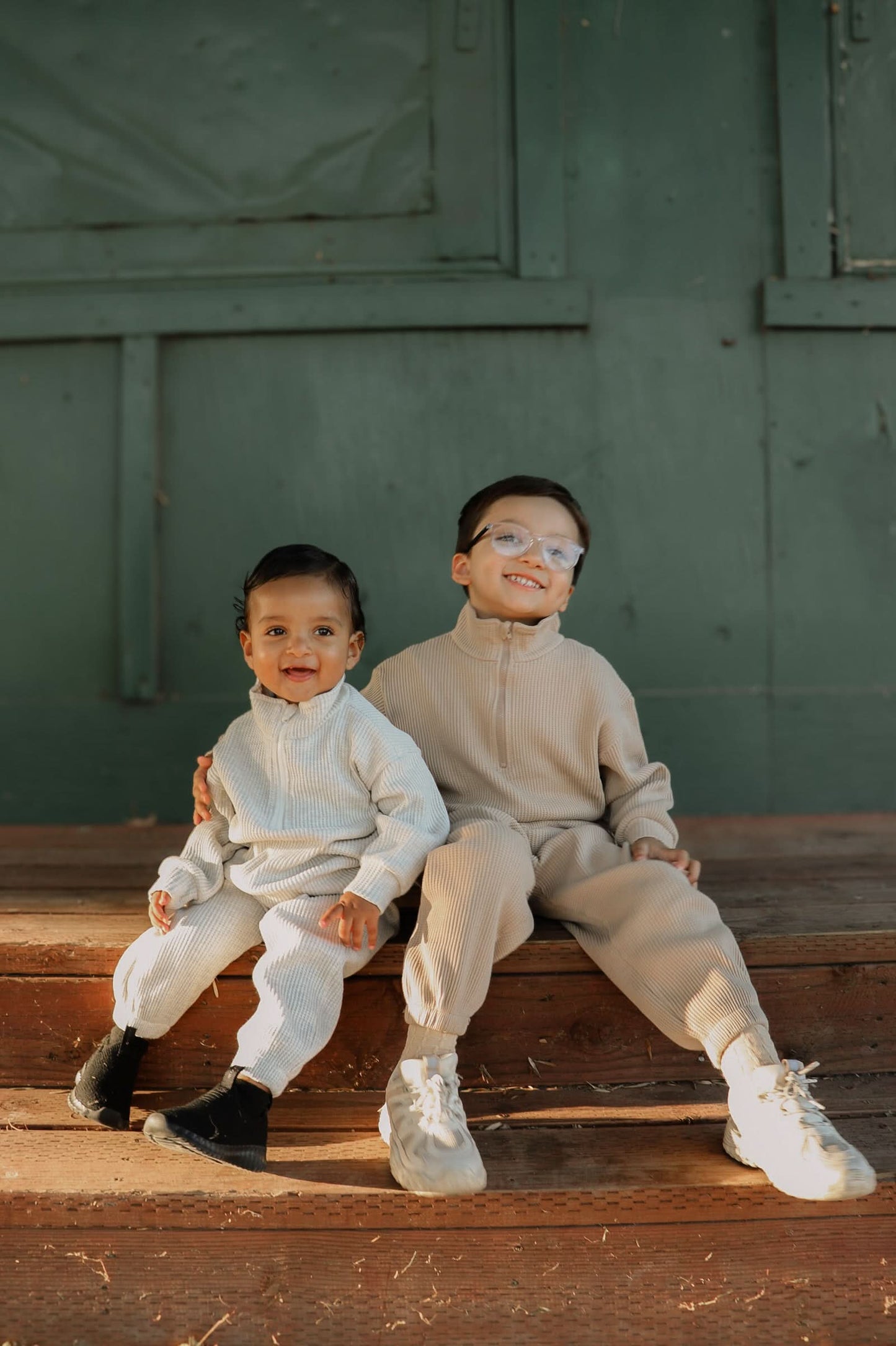 Kids Half-Zip Waffle Top and Jogger Pants Set