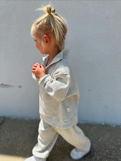 Kids Half-Zip Waffle Top and Jogger Pants Set