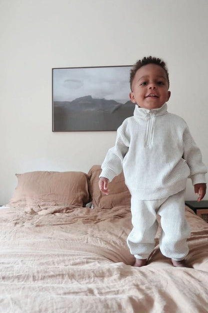 Kids Half-Zip Waffle Top and Jogger Pants Set